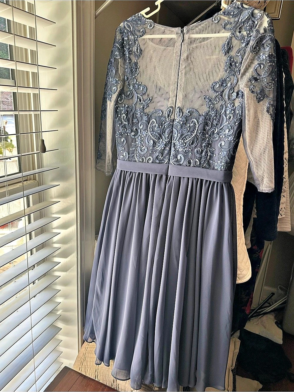 Floral Lace Bodice Midi Dress in Gray NWT - Picture 2 of 2